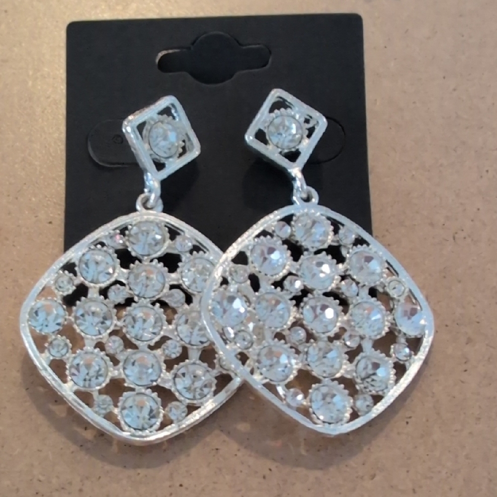 Elegant Silver Dangle Statement Earrings
